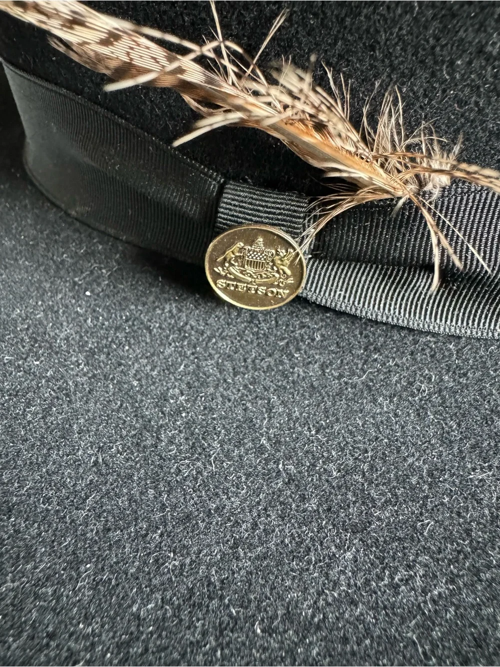 Stetson Black Felt Fedora with Gold Crest Interior